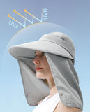 Daiiibabyyy Unisex Detachable 4PCS Large Brim Bucket Hat Women Men Mesh Hiking Fishing Cap Summer Sunscreen Panama Face Neck Protection Hat