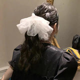 Daiiibabyyy 23CM Large Lace Scrunchies for Hair Bands Dot Mesh Rubber Bands for Pony Tail Back Headwear Summer Women's Hair Accessories