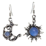 Daiiibabyyy Fashion Bohemia Sun And Moon Earrings Silver Color Round Crystal Drop Earrings Women Female Boho Jewelry Gift For Her