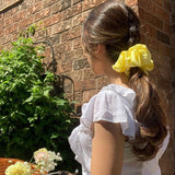 Daiiibabyyy Fashion Satin Chiffon Oversize Scrunchie leisure Street Hair Rope Yellow Large Intestine Ring Women Elastic Hair Tie Accessories