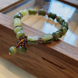 Daiiibabyyy Fashion Bamboo Design Green Pink Resin Stones Elastic Bracelets For Women 2023 New