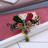 Daiiibabyyy Women Butterfly Crystal Rhinestone Hair Clips Girl Flower Big Barrettes Hair Pins Hair Accessories Hairstyle Design Styling Tool