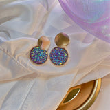Daiiibabyyy Unique Design Purple Flowers Butterfly Drop Earrings for Women Sweet Fairy Mystery Shiny Crystal Resin Yarn Earring Jewelry