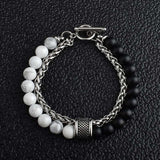 Daiiibabyyy Frosted Natural Stone Tiger Eye Man Bracelet Adjustable Bracelets on Hand Stainless Steel Jewelry Men Gift Free Shipping