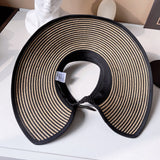 Daiiibabyyy Straw hats for women Visor Empty Top Hat Women's Summer Sunscreen Commuter Sun Hat Bow Rear Elastic Riding Cap