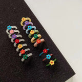 Daiiibabyyy Coloured Small Flower Resin Ring with A Mix and Match Stacking and No Colour Loss Acrylic Index Finger Ring Girls Ring