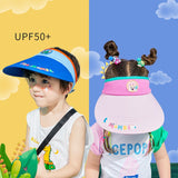 Daiiibabyyy Baby Roll-up Straw Visor Hat Sun Hat, Kid Toddler Wide Brim Cute Bunny Ponytail Summer Beach Sun Hat Adjustable For 1-12 Years