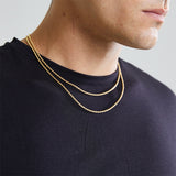 Daiiibabyyy Cuban Rope Stack Necklace Set, Stainless Steel Alone and Stacked Necklace Choker for Men Women Unisex Jewelry