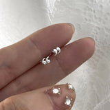 Daiiibabyyy Korean Silver Color Piercing Screw Beads Stars Heart Ear Bone Stud Earrings For Women Girls Simple Personality Body Jewelry Gift