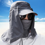 Daiiibabyyy Outdoor Unisex Sun Protect Caps Bucket Hat Solid Casual Brim Sun Block Quick Drying Fishing Climbing Hat UV Protection Face Neck
