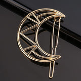 Daiiibabyyy New Women Metal Geometric Hair Clip Round Triangle Moon Barrettes Hairclip Bangs Hair Claws for Lady Girl Hair Accessories Gifts