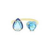 Daiiibabyyy Geometric Tear Drop Heart Shaped Cubic Zirconia Colorful Stone Enamel Band Open Adjusted Women Finger Rings