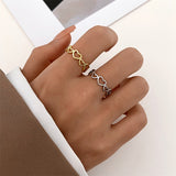 Daiiibabyyy Hollow Heart Shaped Rings for Women Elegant Adjustable Engagment Ring Heart Boho Heavy Metal Crystal Heart Ring Fine Jewelry