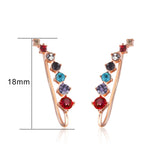Daiiibabyyy Long Dipper Ear Hook Clip Climbing Earring for Women Shiny Zirconia Rose Gold Color Ear Cuff Earing Gift Fashion Jewelry E527