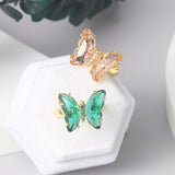 Daiiibabyyy Double Fair Adjustable Rings For Women Aesthetic Jewellry Butterfly Party Christmas Gift Cubic Zirconia Fashion Jewelry R025