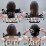 Daiiibabyyy Crystal Big Net Yarn Flower Deft Bun Curler Hair Band Women Retro Hair Styling Hair Bun Twist Maker Ponytail Headwear New