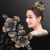 Daiiibabyyy  Rhinestone Hair Claw for Women Flower Hair Clip Barrettes Crab Hair Clamps Crystal Ponytail Holder Hairpin Band Hair Accessories