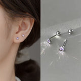 Daiiibabyyy Y2k 2000s Aesthetic Piercing Flat Cute Heart Stud Earring for Women Colorful CZ Cartilage Tragus Body Jewelry Accessories KAE241