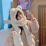 warm cute bear winter hats for women white ski maks robbery aesthetic winter outdoor warm hats Tik Tok hot selling cap for women