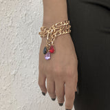 Daiiibabyyy Boho Fashion Gold Color Simple Punk Thick Chain Transparent Crystal Drop Pendant Bracelet For Women Vintage Festival Girl's Gift