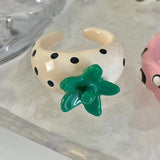 Daiiibabyyy Harajuku Y2K Cool Enamel Colorful Strawberry Wave Point Irregular Open Rings for Women Egirl Sweet Unique Ring Finger Jewelry