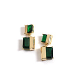 Daiiibabyyy Korean New Design Double Square Earrings Luxury Transparent Geometric Glass Crystal Earrings for Women Fashion Jewelry