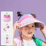 Daiiibabyyy Baby Roll-up Straw Visor Hat Sun Hat, Kid Toddler Wide Brim Cute Bunny Ponytail Summer Beach Sun Hat Adjustable For 1-12 Years