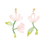 Korean Hand Woven Glass Rice Beads Flower Tassel Earrings Women's Cute Glamour Dangle Earrings Party Jewelry Accessories daiiibabyyy