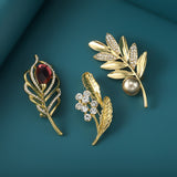 2022 NEW Autumn Winter Plant Flowers Leaves Gold Art Vintage Brooch for Women Sweater Coat Accessories Jewelry daiiibabyyy