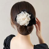 Daiiibabyyy Crystal Big Net Yarn Flower Deft Bun Curler Hair Band Women Retro Hair Styling Hair Bun Twist Maker Ponytail Headwear New