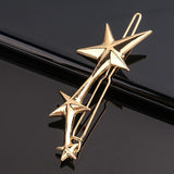 Daiiibabyyy New Women Metal Geometric Hair Clip Round Triangle Moon Barrettes Hairclip Bangs Hair Claws for Lady Girl Hair Accessories Gifts