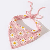 2022 Summer Popular Accessories Turban Girl Retro Daisy Triangle HairScarf FFrench Crochet Knitted Square Floral Girl Head Bands daiiibabyyy