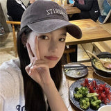 Daiiibabyyy Washed Cotton Baseball Cap For Men Women Fashion Letter Embroidery Baseball Hat Casual Hip Hop Caps Vintage Snapback Bone