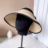 Daiiibabyyy Straw hats for women Visor Empty Top Hat Women's Summer Sunscreen Commuter Sun Hat Bow Rear Elastic Riding Cap