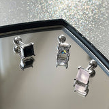 Daiiibabyyy Simple Crystal Stud Earrings for Women Squares Ear Piercing Cartilage Lobe Rook Tragus Helix Flat Body Jewelry for Girls KAE337