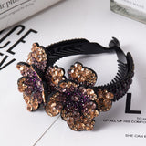 Daiiibabyyy  Rhinestone Hair Claw for Women Flower Hair Clip Barrettes Crab Hair Clamps Crystal Ponytail Holder Hairpin Band Hair Accessories