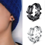 Daiiibabyyy Street Dance Designer Personality Hip Hop Machine Men's Hoop Earrings Black Stainless Steel Piercing Ear Jewelry Free Shipping