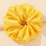 Daiiibabyyy Fashion Satin Chiffon Oversize Scrunchie leisure Street Hair Rope Yellow Large Intestine Ring Women Elastic Hair Tie Accessories