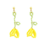 Korean Hand Woven Glass Rice Beads Flower Tassel Earrings Women's Cute Glamour Dangle Earrings Party Jewelry Accessories daiiibabyyy