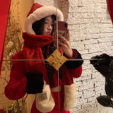 Daiiibabyyy New Cute Christmas Hat Scarf Gloves Set Winter Women Beanies Caps Warm Casual Plush Hats Casual Solid Plush Girl Kawaii Present