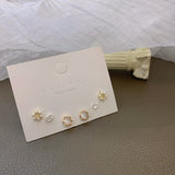 Daiiibabyyy 6pcs Korean Elegant Cute Geometric Heart Stud Earrings for Women Fashion Sweet Cute Set Earring Aesthetic Jewelry Gifts