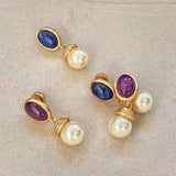 Daiiibabyyy Statement Fashion Metallic Resin Pearl Drop Earrings For Women Personality New Brincos Baroque Style