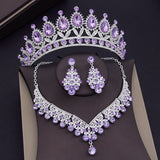 Baroque Blue Crystal Bridal Jewelry Sets for Women Tiaras Crown Earrings Necklace Sets Bride Wedding Dress Dubai Jewelry Set daiiibabyyy