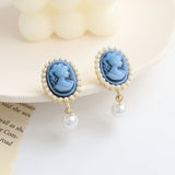 2022 New Pearl Girl Portrait Earrings Personality Dangle Earrings Women Jewelry daiiibabyyy