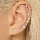 Daiiibabyyy Dainty Mini Star Ear Piercing Stud Earrings for Women Gold Color Zircon Flat Helix Lobe Popular Stacking Fashion Jewelry E372