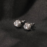 Daiiibabyyy New In Diamond Setting Zircon Heart Stud Earrings For Women Classic 925 Silver Brass Fine Man Jewelry Free Shipping