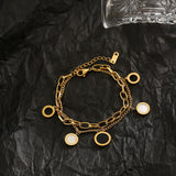 Daiiibabyyy Luxury Famous Brand Jewelry  Gold color Stainless Steel Roman numerals Bracelets & Bangles Female Charm Bracelet For Women