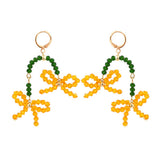 Korean Hand Woven Glass Rice Beads Flower Tassel Earrings Women's Cute Glamour Dangle Earrings Party Jewelry Accessories daiiibabyyy