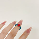 Daiiibabyyy Coloured Small Flower Resin Ring with A Mix and Match Stacking and No Colour Loss Acrylic Index Finger Ring Girls Ring