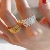 Daiiibabyyy Statement Multi Layers Metallic Fashion Rings For Women Personality New Open Ring